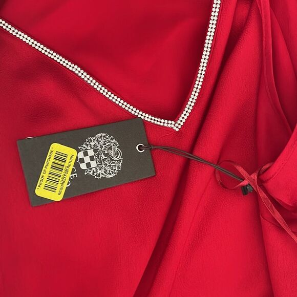 Vince Camuto V-Neck Sleeveless Rhinestone Trim Satin Tank Top Size 3X - Picture 4 of 4